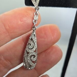 Diamond Drop Earrings Sterling Silver